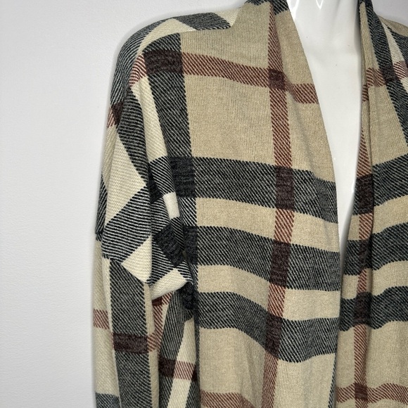 Eclipse Plaid Open Cardigan with Pockets Small - Picture 11 of 12